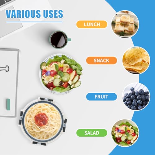 12 Pack 13oz Small Round Glass Food Storage Containers with Lids (13oz, 12 Pack - Grey Set, Same Size)