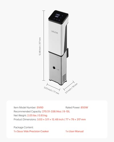 Sous Vide Precision Cooker (3.03 x 3.11 x 12.48 inch / 77 x 79 x 317 mm / Square Shape)