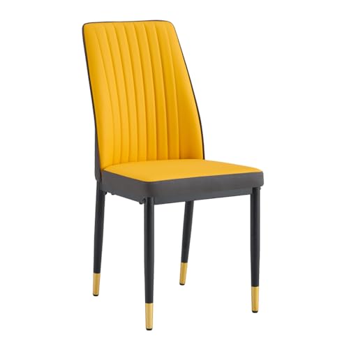 Modern Dining Chairs PU Leather Kitchen Chairs Set with Metal Legs Armless Upholstered Chair for Dinner Room