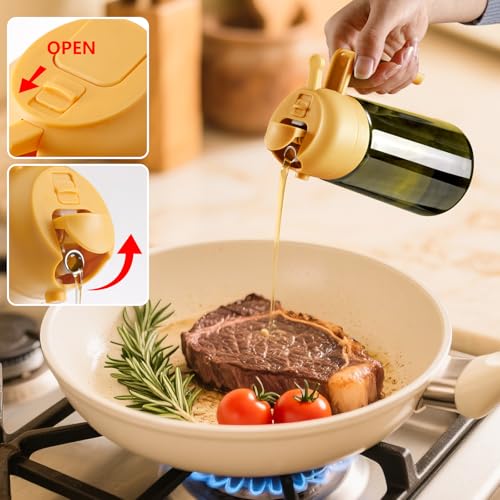 Olive Oil Dispenser and Oil Sprayer (Yellow / 1 Pack)
