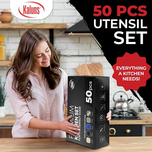 50 PCS Silicone Kitchen Utensils Set Complete Kitchen Set (Black)