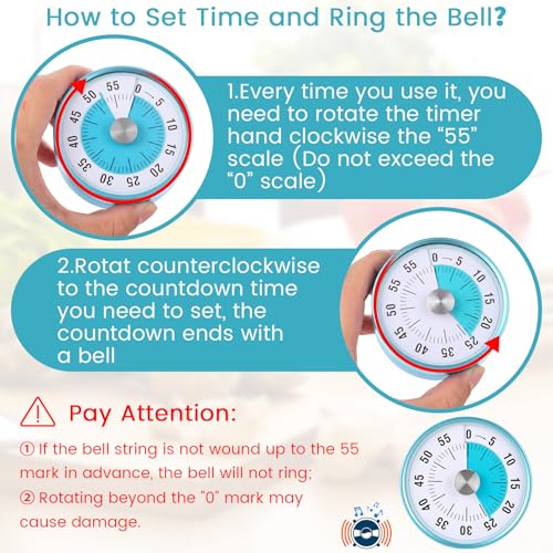 3 Pcs 60 Minute Magnetic Visual Timer Classroom Tool (Blue)