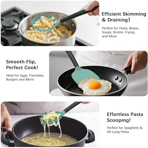 Silicone Kitchen Cooking Utensils Set with Holder