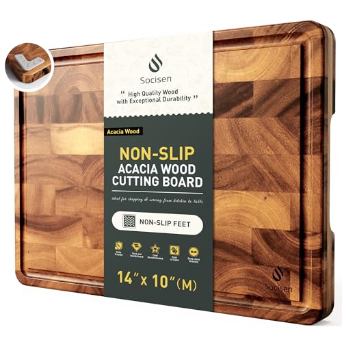 End Grain Cutting Board for Kitchen with Non (14"L x 10"W)
