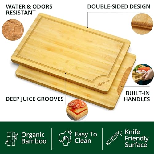 Big Kitchen Bamboo Cutting Board for Kitchen Set Butcher Block for Chopping Meat