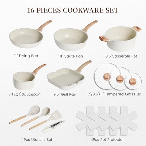 Pots and Pans Set Nonstick Ceramic Cookware Sets Induction Kitchen Cooking Set Non toxic Healthy Non Stick