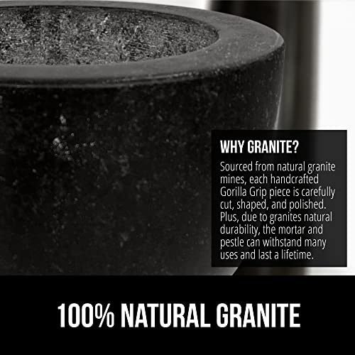 Natural Granite Stone Lab Mortar and Pestle Set (Polished Black / 1.5 Cup)