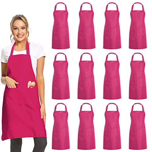 12 Pack Plain Bib Aprons with 2 Pockets