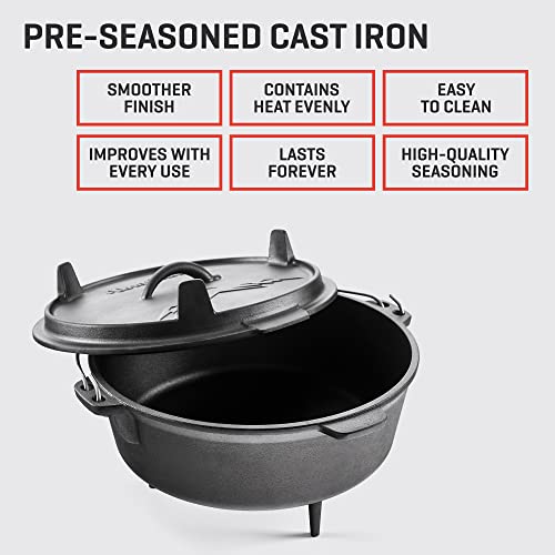 6 Qt Cast Iron Dutch Oven for Camping