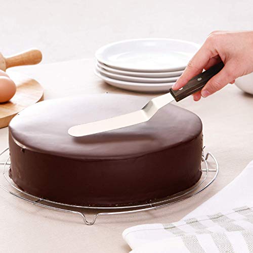 4PCS Offset Cake Icing Spatula Set 4” 6” 8” 10” Professional Stainless Steel Cake Decorating Frosting Spatulas with Wooden Handle