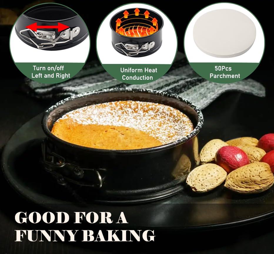 4 Inch Springform Pan Mini Baking Mold Round Leakproof Nonstick Removable Bottom Bakeware for Mini Cheesecakes