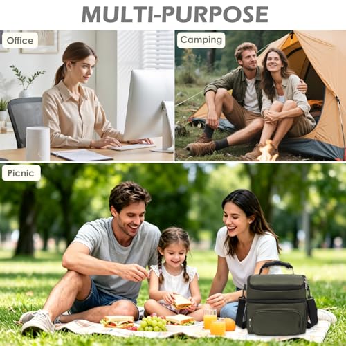 Double Layer Cooler Insulated Lunch Bag Adult Lunch Box Large Tote Bag for Men