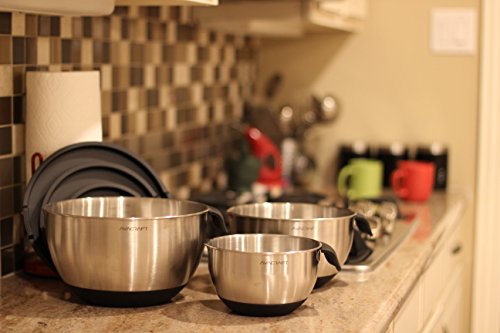 18 10 Stainless Steel Mixing Bowl Set with Lids (Black)