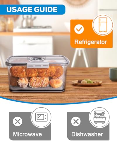 Bread Box for Kitchen Countertop Airtight Bread Storage Container Time Recording Bread Keeper with Lid for Toast