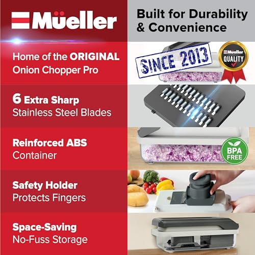Mueller Vegetable Chopper Mandoline Slicer (White Sand/Grey / 6 blades)