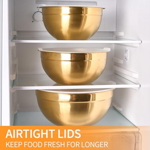 Gold Mixing Bowls with Airtight Lids (Gold / 5 Pieces)