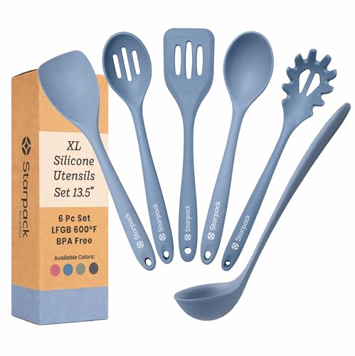 Starpack Like a Boss XL Silicone Cooking Utensils Set (Light Blue / XL Size Set of 6, 13.5")