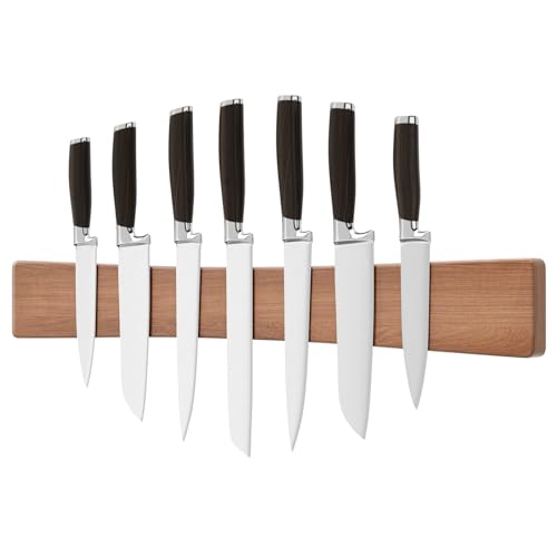 Large Magnetic Knife Strips (24 Inch / Wood Curved)