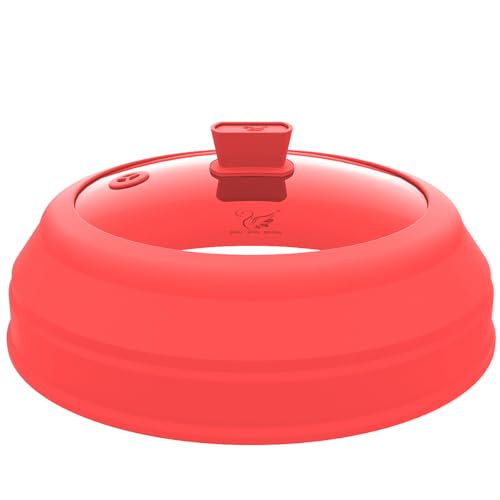 Microwave Splatter Cover Glass Cover with Collapsible Silicone for Food Protection