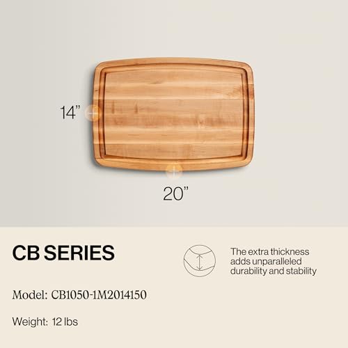 CB Series Rectangular Wooden Maple Cutting Board 20”x14” (20"L x 14"W)