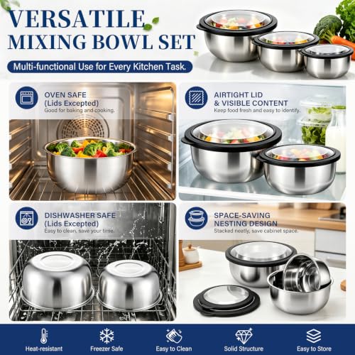 Mixing Bowls with Lids Set of 3 (Black)