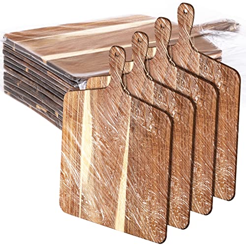 12 Packs Wooden Cutting Board Set with Handles Large Kitchen Serving Plain Chopping Board Bulk Gifts for Mom for Vegetables Meat Pizza Cheese Fruit Bread (17 x 13 Inch)