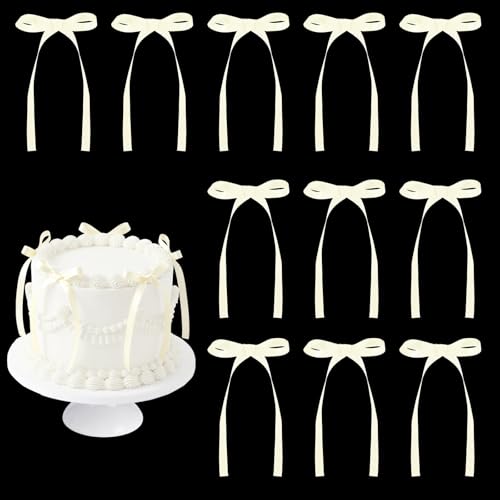 Bow Cupcake Toppers Bow Birthday Decorations Coquette Themed Bow Cake Topper for Bridal Wedding
