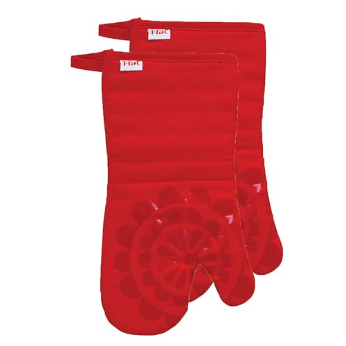 Medallion Design 100% Cotton and Silicone Oven Mitt (Red / Oven Mitts)