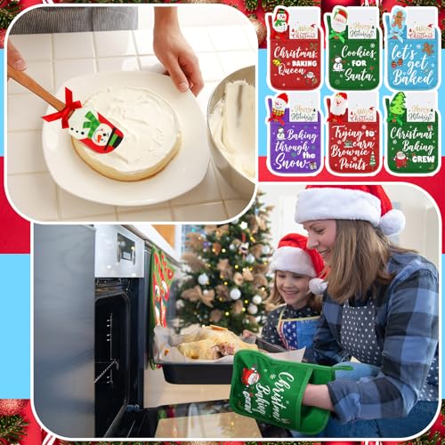 18 Pcs Santa Christmas Pot Holders Baking Set Silicone Spatulas (Santa)