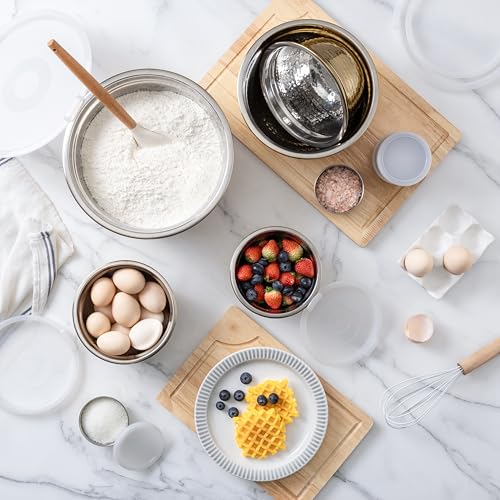 18 Piece Mixing Bowls Set with Airtight Lids (Gold - Hammered)