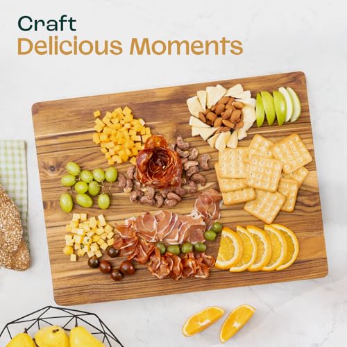 Solid Teak Cutting Boards for Kitchen (Teak / 17"L x 13"W)