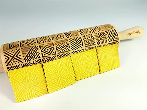 Embossing Rolling Pin Laser engraved rolling pin Gift for pottery and cookies by Algis Crafts