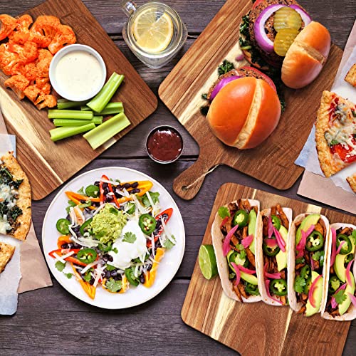 12 Packs Wooden Cutting Board Set with Handles Large Kitchen Serving Plain Chopping Board Bulk Gifts for Mom for Vegetables Meat Pizza Cheese Fruit Bread (17 x 13 Inch)