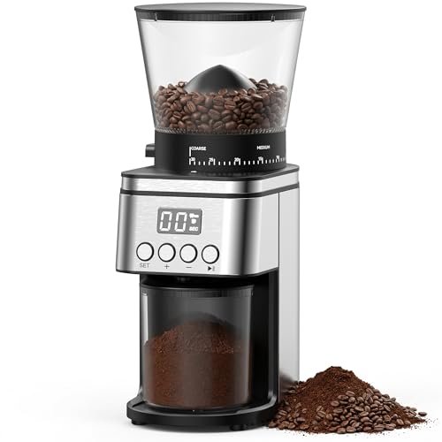 Conical Burr Coffee Grinder Electric (Silver)