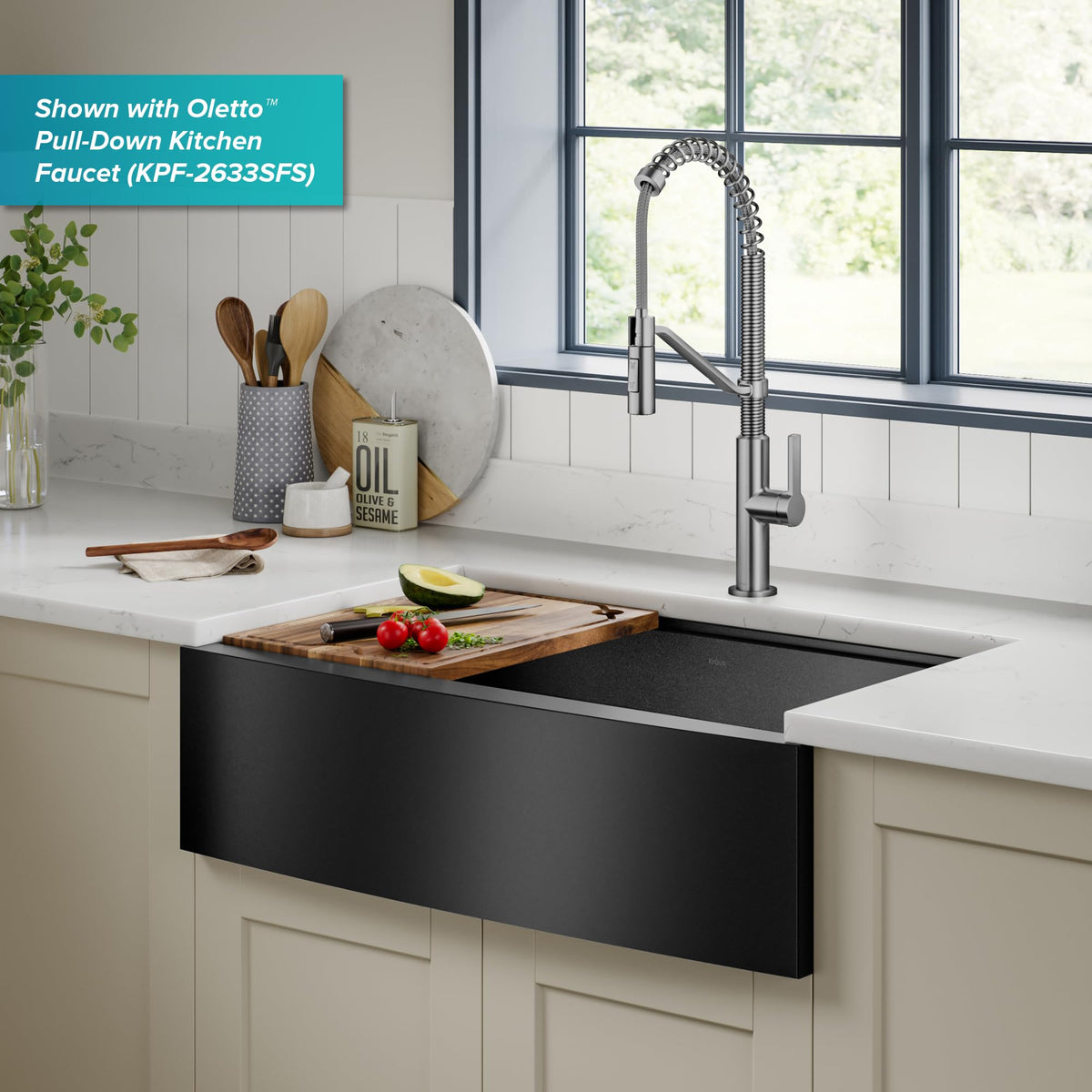 Kore Workstation 33 (33 Inch / Rounded Farmhouse / Gunmetal Black)