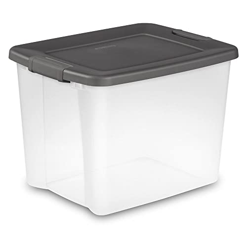 Clear Plastic Storage Organizer Bins with Gray Lids