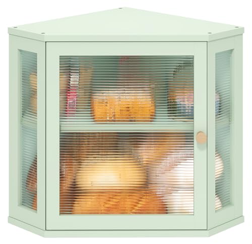 Corner Bread Box for Kitchen Countertop (Green / Medium)