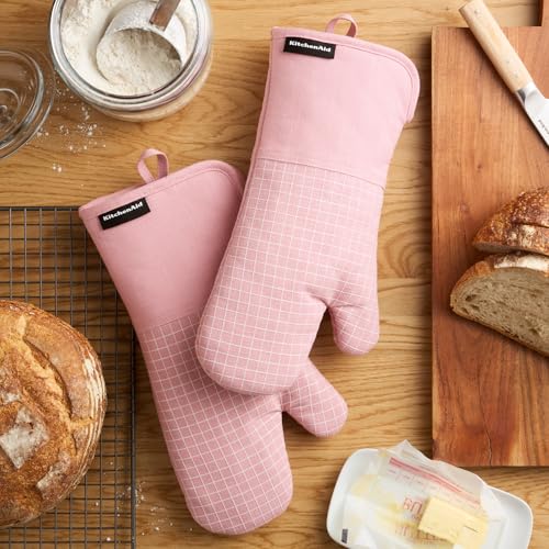 Gourmet Series Gridlines Oven Mitts 2 (Dried Rose)