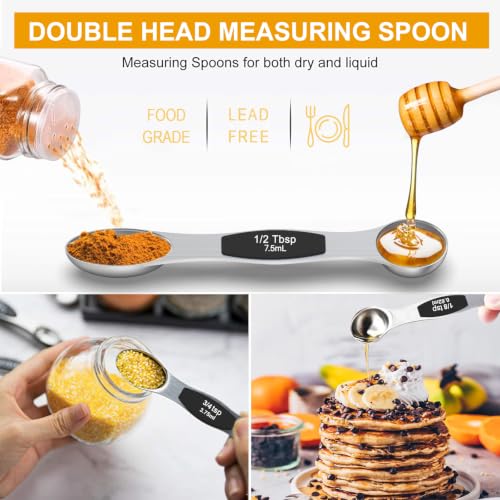 Stainless Steel Measuring Cups and Spoons Set of 16 (Black)