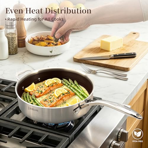 13 Piece Hybrid Ceramic Nonstick Stainless Steel Cookware Set (Burgundy)