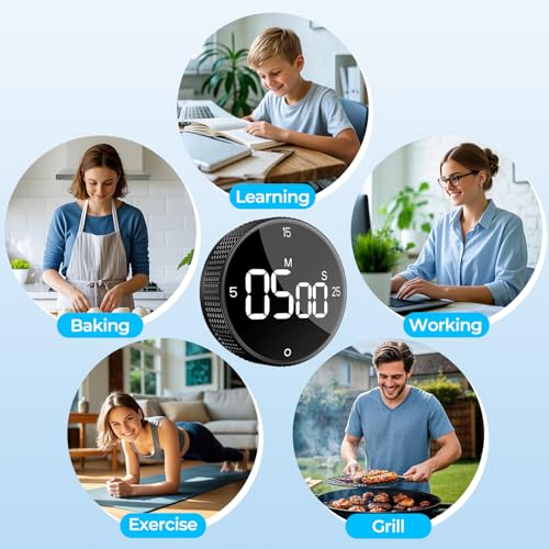 Digital Magnetic Kitchen Timer for Cooking (Black)