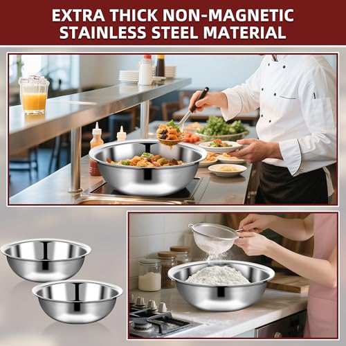 6 Pcs Stainless Steel Mixing Bowls Large for Salad (16 inch - 6pcs)