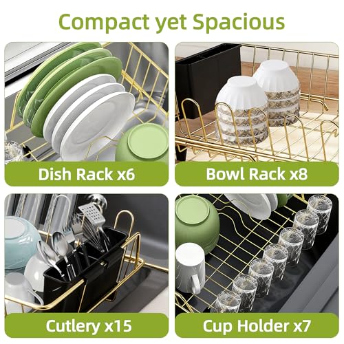 Golden Expandable Dish Drying Rack (Gold / In sink,Large)