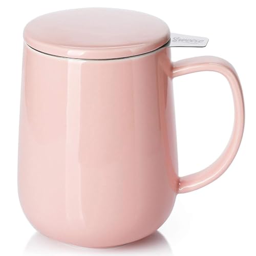 Big Porcelain Tea Mug with Infuser and Lid