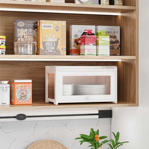 Bamboo Bread Box for Kitchen Countertop (White)