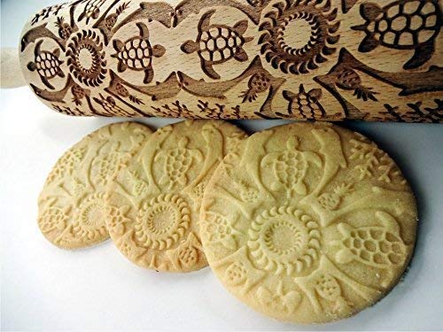 Embossing Rolling Pin Laser engraved rolling pin Gift for pottery and cookies by Algis Crafts