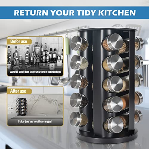 Black Countertop Revolving Spice Rack
