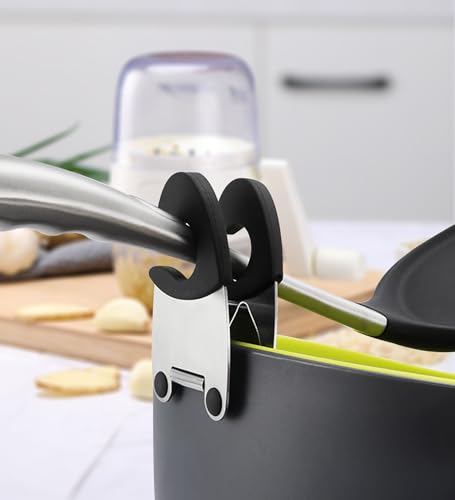 4 Pcs Utensil Pot Clips Silicone Spoon Rest Non