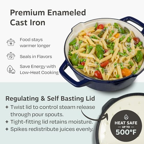 5 pc Stackable Cast Iron Cookware Set (Midnight Blue)