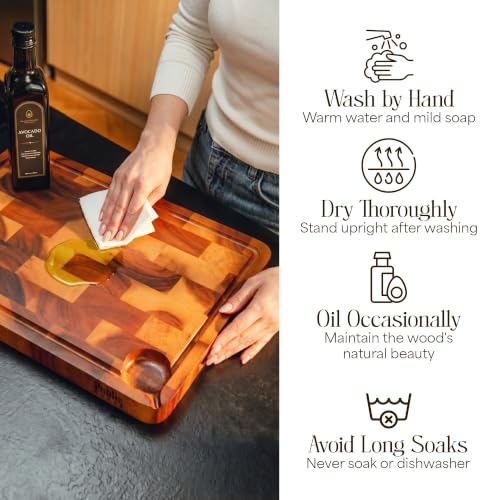 End Grain Wood Cutting Board (18"L x 12.5"W)